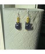 Handmade Dangle/drop Cat earrings, purple, Sterling silver ear wire with... - €10,37 EUR