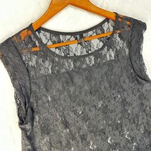 Maurices Black Lace Blouse Womens LARGE Short Cap Sleeve Feminine Sexy S... - $14.84