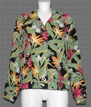 Kauaiana Hawaii Colorful Tropical Floral Birds Rayon Lightweight Jacket ... - $23.99