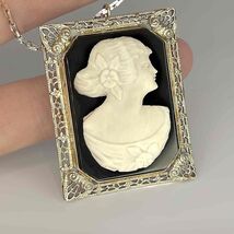 19.47 grams SCRAP GOLD &amp; CAMEO NECKLACE 1920S 14K white GOLD! - $3,082.74