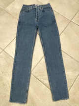 RE/DONE Jeans Women&#39;s Size 26 90s High Rise Ankle Crop Medium Vain Wash - $37.27