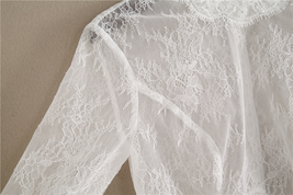 White 3/4 Sleeve Short Lace Tops Bridal Bridesmaid Shirt Boho wedding Plus Size image 4