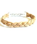 Braided Leather Bracelet, Tan, Adjustable Clasp - $7.99