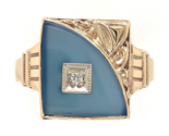 10k Gold Men&#39;s Ring w/ Genuine Natural Blue Onyx and Diamond NOS Size 8 ... - $543.51