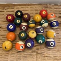 VINTAGE LOT OF 22 BILLIARD POOL BALLS As Pictured Mixed Sets - $22.50