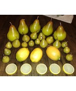 Pear Lemon Faux Fruit Artificial  29pc Home Decor Farm House Rustic Prop... - £39.32 GBP