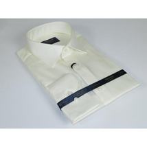 Men 100% Sateen Cotton Shirt Manschett Quesste Turkey Slim Fit 4010-09 Ivory image 4
