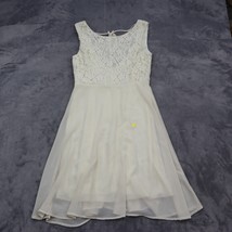 Ya Los Angeles Dress Girls M Ivory Sleeveless Round Neck Lace Zip Fit Flare - £28.56 GBP