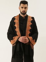 Men&#39;s Black Wool Pashmina Shawl Scarf 28x80 Inches, Black Color - £62.62 GBP