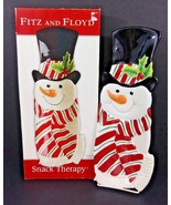 Fitz &amp; Floyd 2005 Snowman Serving Plate Snack Therapy 13&quot; x 5&quot; Hand Pain... - $13.09