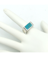 SOUTHWEST turquoise &amp; sterling silver size 9.5 signet ring - blue stone ... - £55.47 GBP