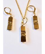 Hematite hammered gold jewelry set gold jewelry set boho set  hematite e... - $956.72 MXN