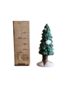 Christmas Village Figurine Green Pine Tree Snow Capped 3&quot; Ceramic Chipped - €7,26 EUR