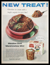 1955 Meadow Gold Marshmallow Mint Ice Cream Vintage Print Ad - £11.14 GBP