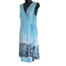 R&amp;B Collection Womens Dress Size L Blue Black Wrap Pockets NWT Summer Sun - $24.74