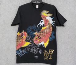 Top Creations Coi Fish T-Shirt Mens SZ L Black Graphic T Coral Hibiscus ... - £15.41 GBP