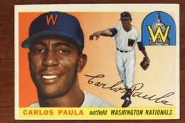 Vintage Baseball Card Topps 1955 Carlos Paula Outfield Washington Nationals #97 - £9.05 GBP