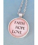 Faith Hope Love Pendant Necklace Pink and Silver Brand New - £10.15 GBP