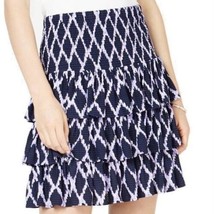 Michael Kors Navy Lavender Tiered Ruffle Pull On Stretch Skirt Size XL - $14.99