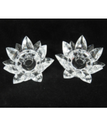 Beautiful Crystal Candle Holders Faceted Prisms Floral Petals Set of 2 4... - $28.21
