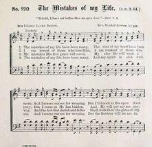 1883 Gospel Hymn Mistakes Of My Life Sheet Music Victorian Religious ADB... - $17.36 CAD