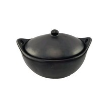 Toque Blanche Chamba Black Clay Ancient Cookware Stew Pot w Lid - £34.73 GBP