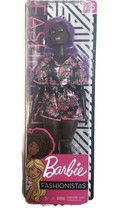 Barbie Fashionistas Doll African American Purple Hair #125 Curvy Floral Dress - £12.31 GBP