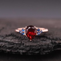 Red Garnet And Blue Sapphire Gemstone 925 Sterling Silver Solitaire Women Ring - £49.82 GBP