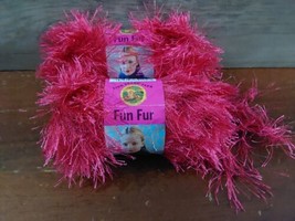Lion Brand Fun Fur Yarn Raspberry 2 Skeins 1.75oz 64 Yard Bulky 5 Crochet Knit - £11.02 GBP