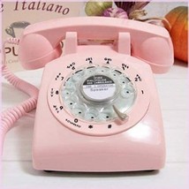 Glodeals 1960&#39;S Style Pink Retro Rotary Phone Old Fashioned Dial Retro Landline - £50.81 GBP