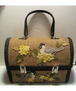 Vintage lunch box purse  burlap / felt birds - £83.34 GBP