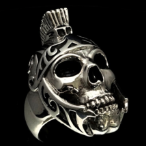Sterling silver Skull ring Roman Gladiator Centurion Helmet high polishe... - $165.00