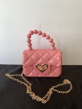 Small Girls Pink Jelly  Purse  With Chain Strap &amp; Pearl Handle - £11.88 GBP