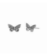 Sterling Silver Textured Butterfly Post Earrings 7x11mm - $33.69 CAD