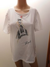 Karl Lagerfeld Paris White Short Sleeve Tee Shirt Woman Graphic Lg VG-EUC - $29.95