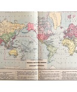 Map Of The World 1884 Principal Industrial Pursuits Victorian Lithograph... - $82.83 CAD