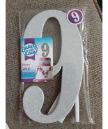 Silver Glitter Cake Topper Number 9 - 3 x 6&quot; New!!! - £5.44 GBP