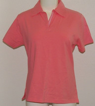 NWT Devon &amp; Jones Womens Polo Shirt Size Medium Stretch Coral Pink Short-Sleeves - £9.90 GBP