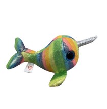 TY Beanie Boos Nori  Narwhal 9 in Rainbow Shimmer Plush Sparkle Eyes No Tag 2019 - £8.80 GBP