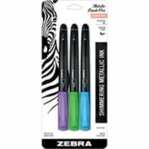 Zebra Pen Brush Pen Single Ended Assorted Metallic 3Pk - £5.40 GBP