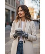 Michael Kors MK Knit Geniune Designer Gloves Gray Gray Logo O/S 538341C ... - $368.75 MXN