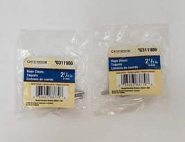 Gatehouse 2 Pack Small Steel Rope Cleats 311986 Satin Nickel Holds Lot of 2 - £6.39 GBP