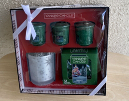 Yankee Candle Magical Frosted Forest Candle Set Votive Holder Votives Tea Lites - £18.10 GBP