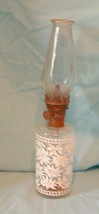 Vintage Clear Glass with White Poinsettia Flowers Kerosene Oil Lamp Signed FF - £15.17 GBP