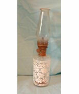 Vintage Clear Glass with White Poinsettia Flowers Kerosene Oil Lamp Sign... - €16,49 EUR
