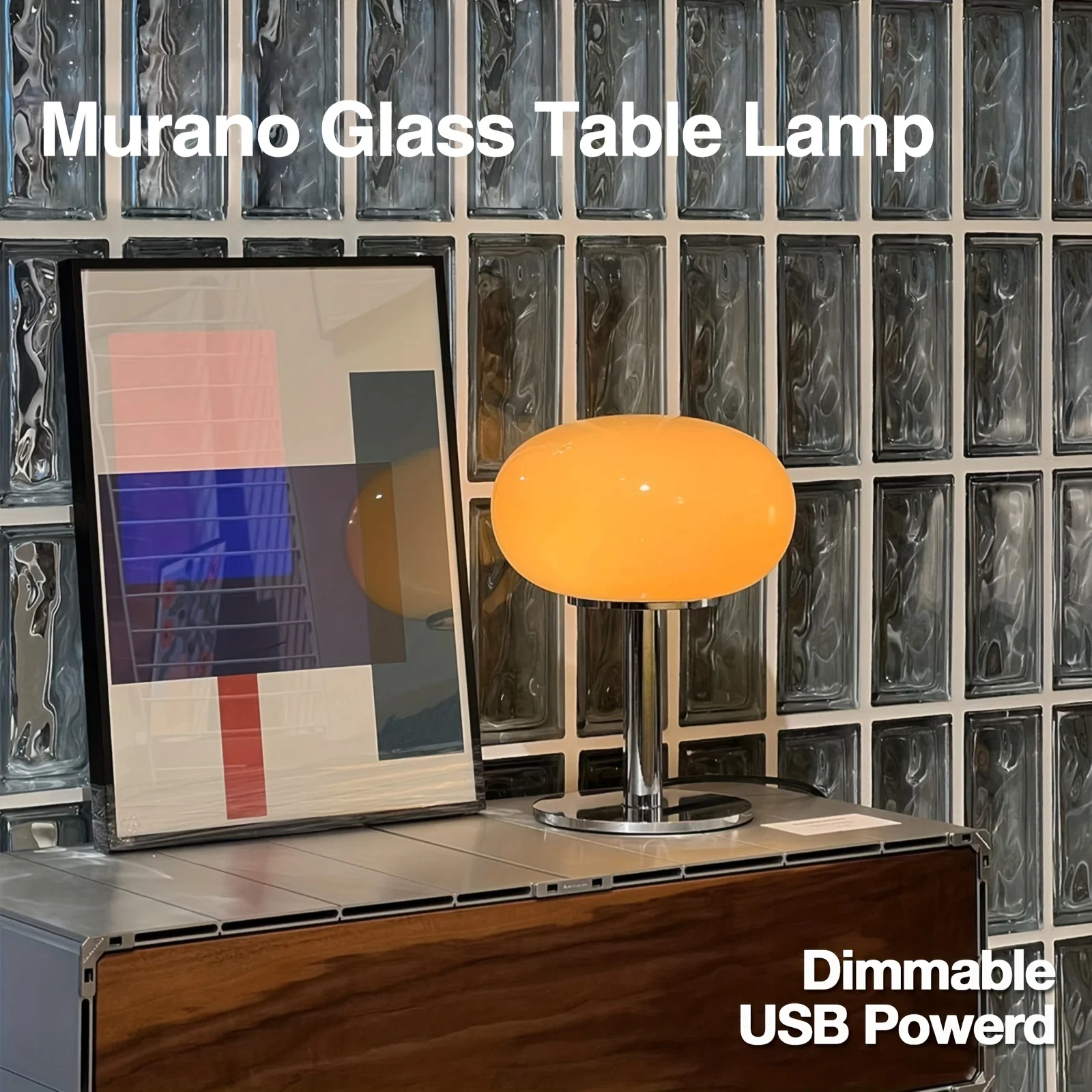 Murano Glass Table Lamp Dimmable USB Powered Ambient Light for Living Room - $60.02+