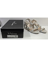 Womens 8.5M Nina New York Silver Rhinestone Strappy Ankle Open Toe Heels... - $38.61