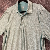 Hickey Freeman Polo Shirt Mens Large Light Blue Floral Print Golfer Perf... - $13.89