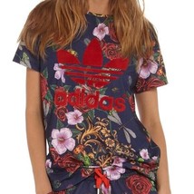 Adidas x Rita Ora Roses Loose Tee Floral Bug Print Suede Trefoil Womens Size XS - £69.08 GBP