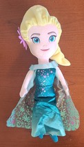 Frozen Fever Elsa Plush Doll Blue Eyes Dress 17 Inches Disney Excellent ... - $12.59